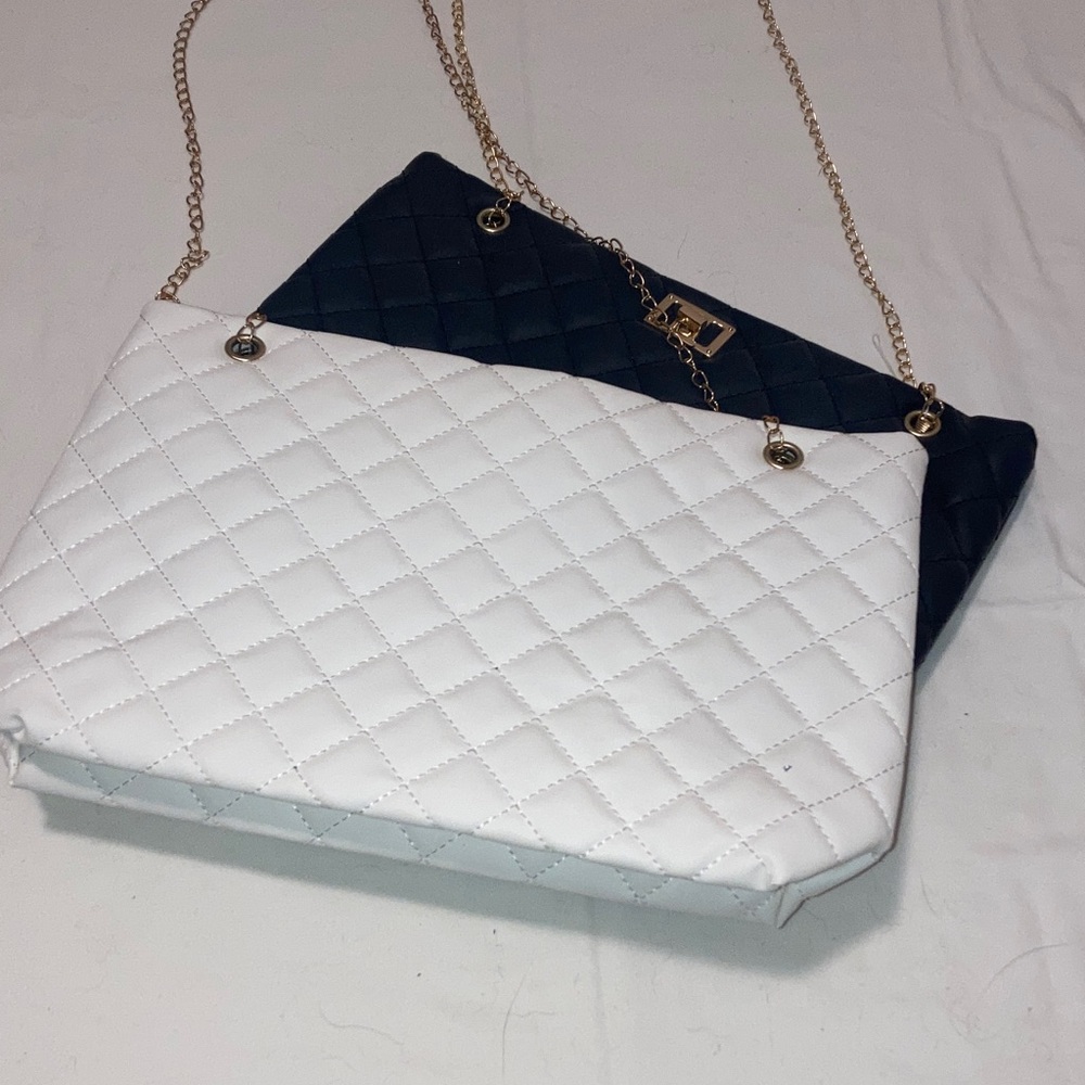 Elegant White and Black Quilted Chain Bags with gold hardware. U get both - Picture 3 of 3